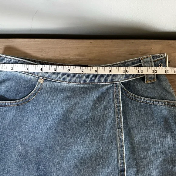 BDG Urban Outfitters Denim Wrap Mini Skirt with Belted Tie - Picture 3 of 9